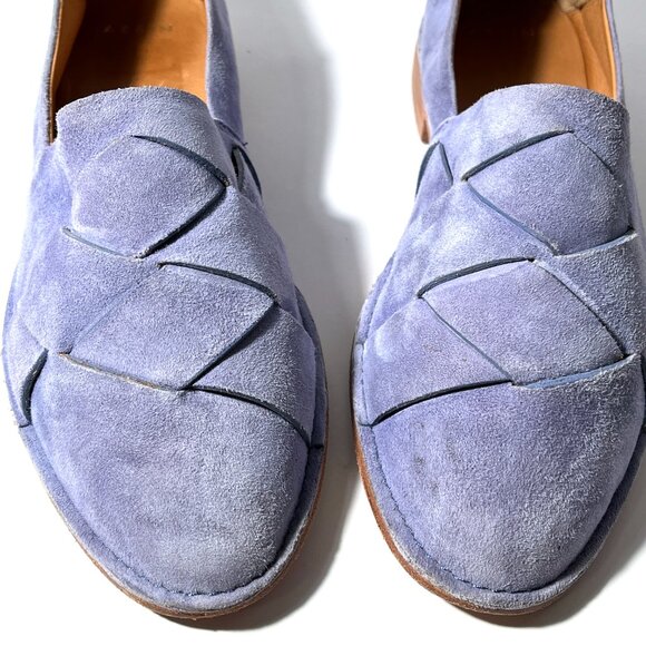 Aerin Hawley Suede Slip On Woven Loafers - Picture 5 of 11